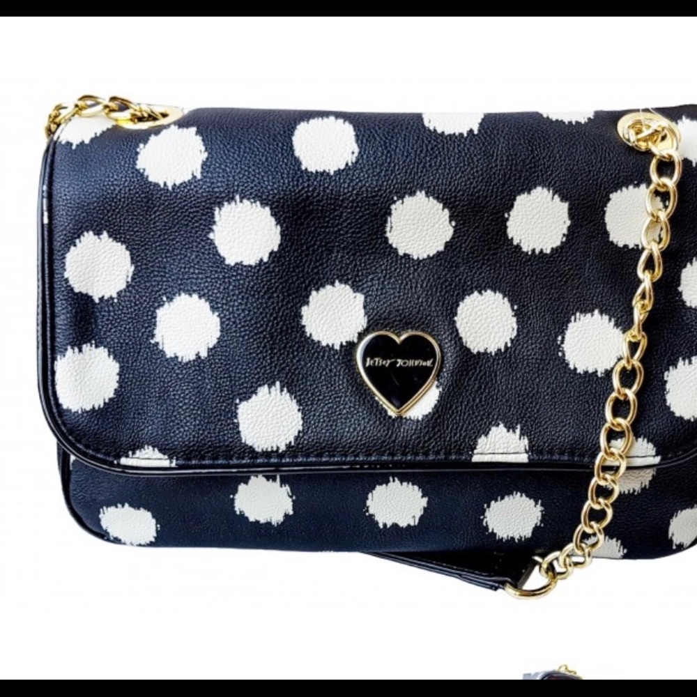 NWT Betsey Johnson Black Polka Dot Bag